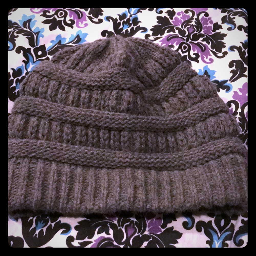 Gray knit winter hat